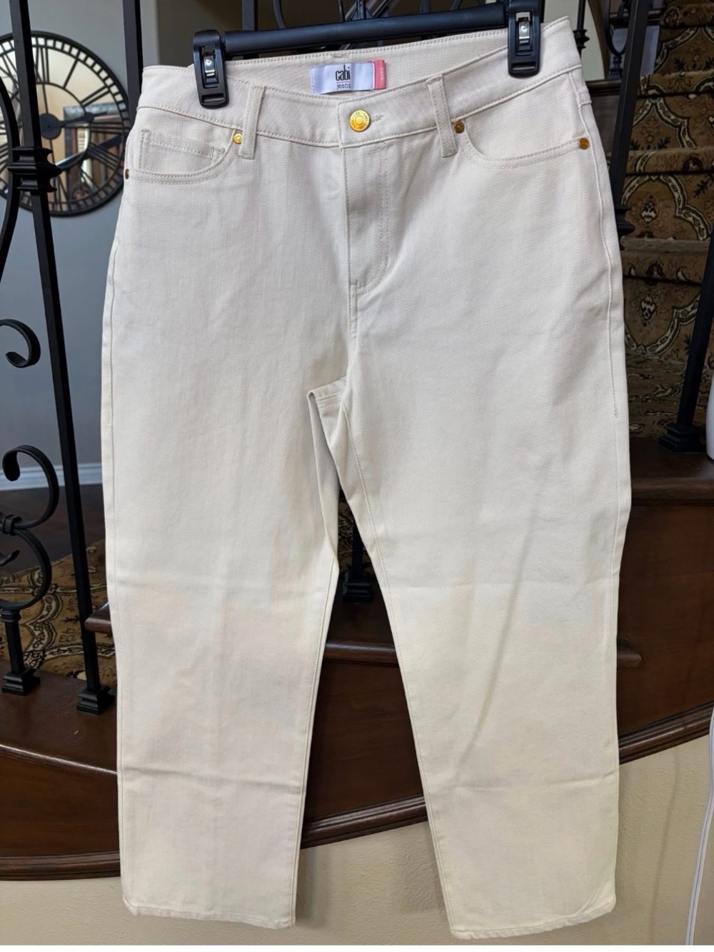 cabi #6701 Soho Jean (cream). Size 8.